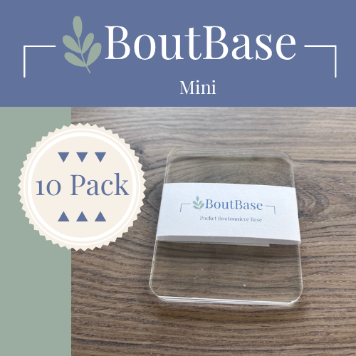 10 pack of clear BoutBase Mini bases for creating smaller pocket boutonnieres and wearable florals