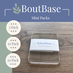 BoutBase Mini pocket boutonniere holder pack options including 5 pack, 10 pack, and 20 pack sizes